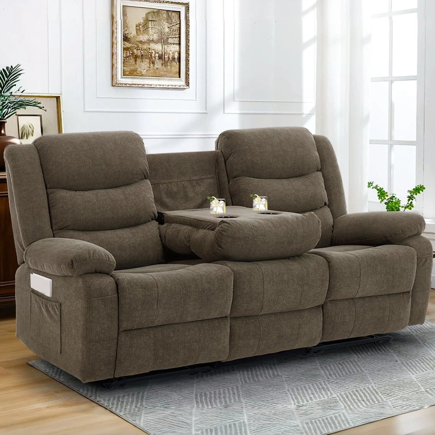 KORSER 3-Seater Reclining Couch β Cup Holders, USB