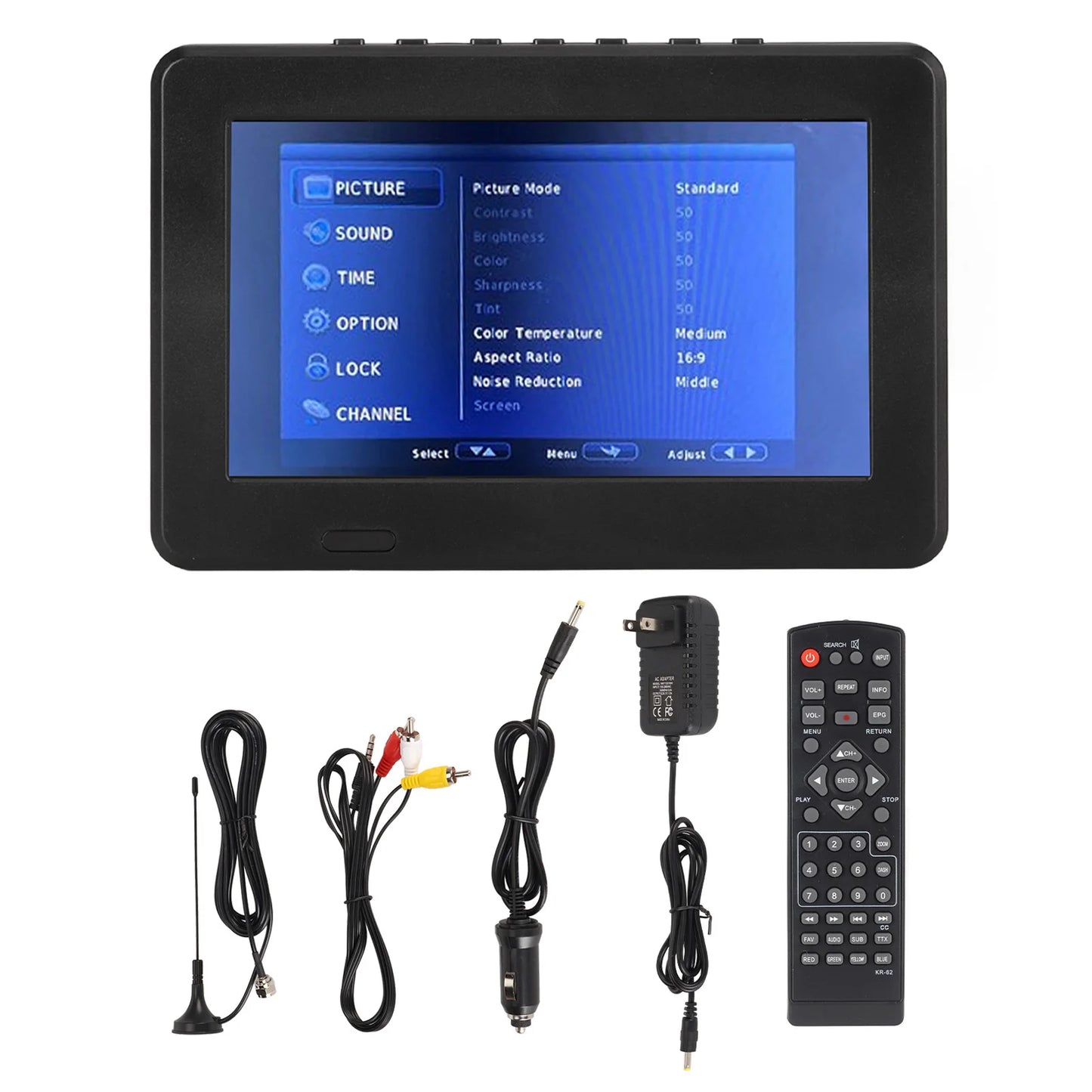 Portable 7" LED Digital TV – ATSC, USB Storage