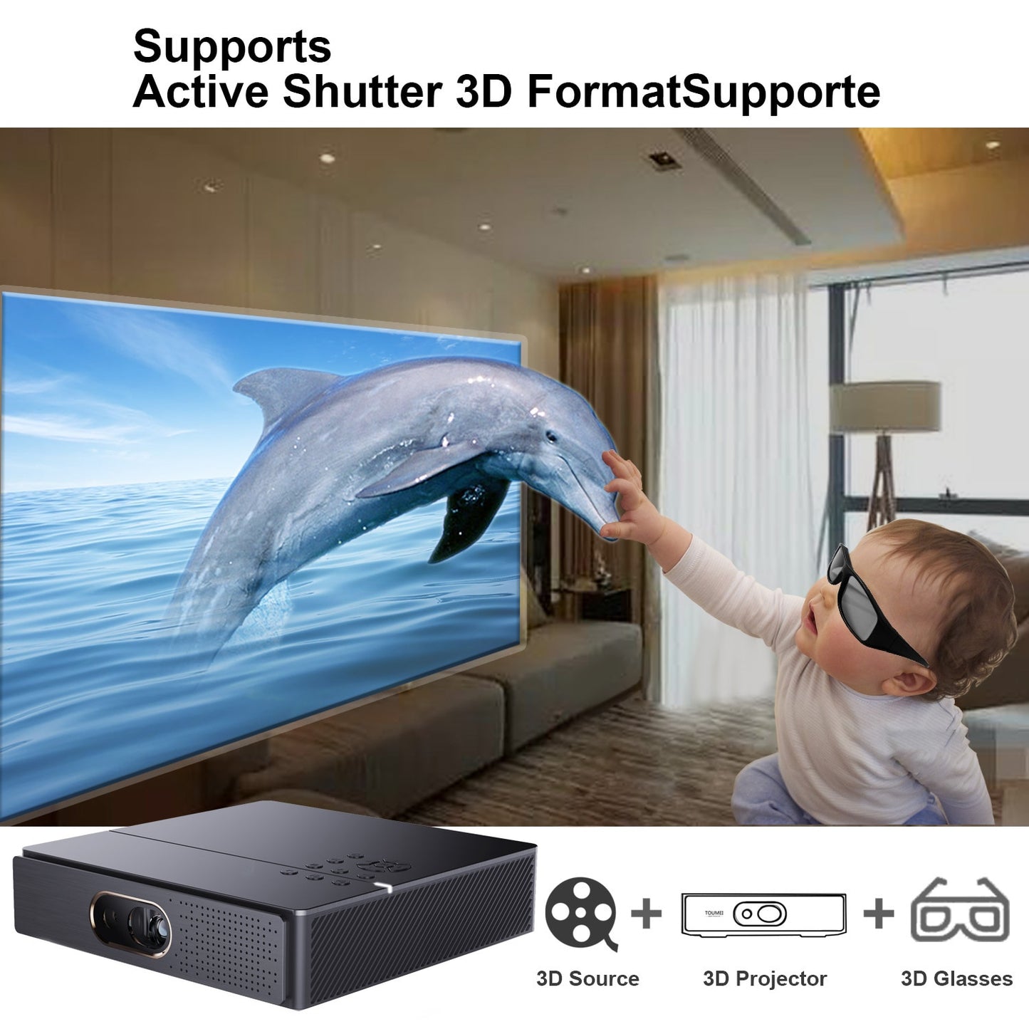 Home Theater MINI Beamer WZATCO S5 "Edition Titanium" Projector /4K/DLP