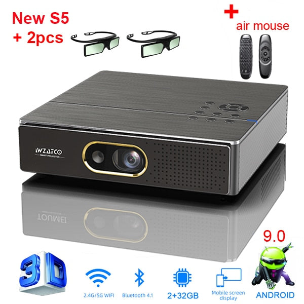 Home Theater MINI Beamer WZATCO S5 "Edition Titanium" Projector /4K/DLP