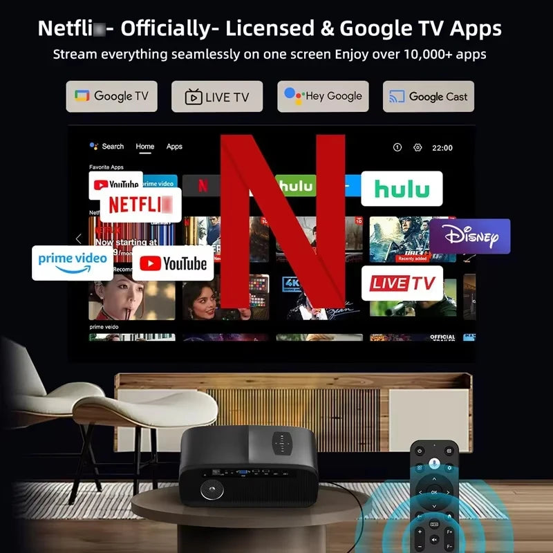 3500 ANSI Google TV Projector – Netflix, Auto Focus