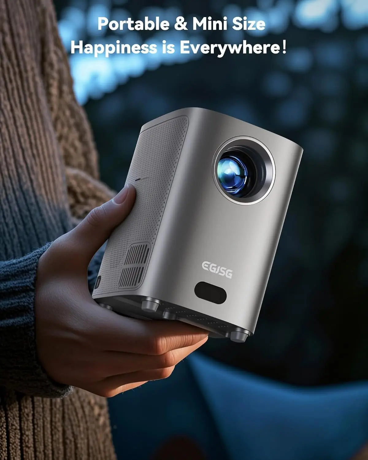 1080P Portable Projector – WiFi, BT, 4K Zoom, 300"