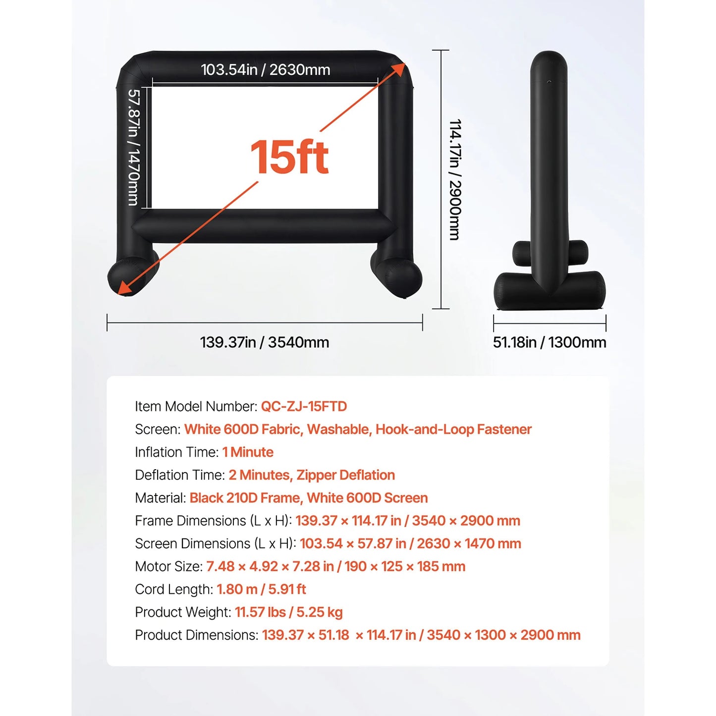 SucceBuy Inflatable Screen – 14 to 20 FT, 120W Blower