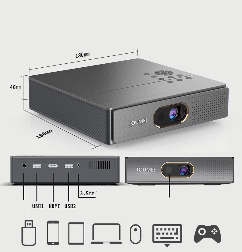 Home Theater MINI Beamer WZATCO S5 "Edition Titanium" Projector /4K/DLP