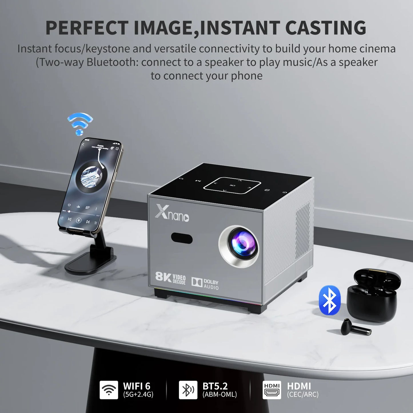 Portable LED Projector โ WiFi, BT, Voice Remote