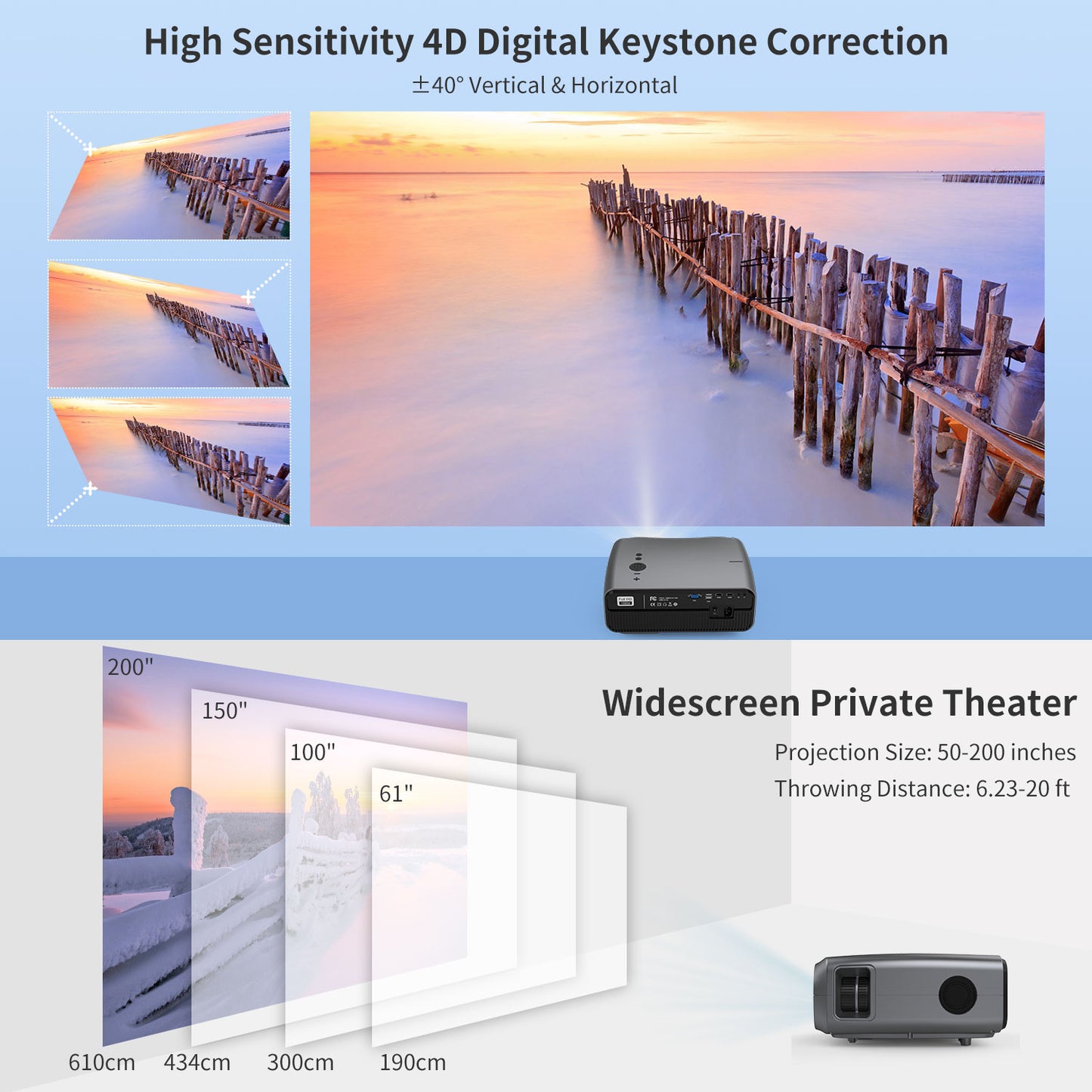 CAIWEI Projector 4K Native | Multifonctions |  10000 Lumens