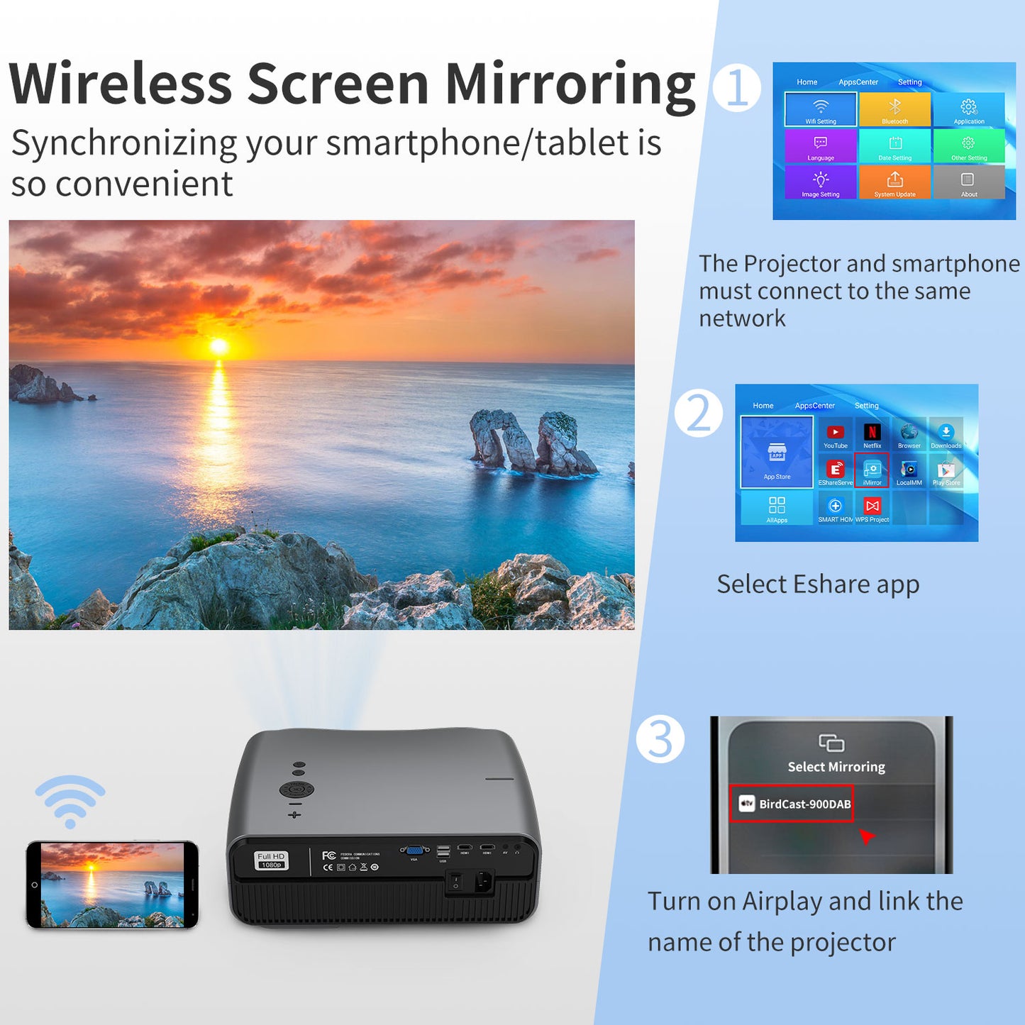 CAIWEI Projector 4K Native | Multifonctions |  10000 Lumens