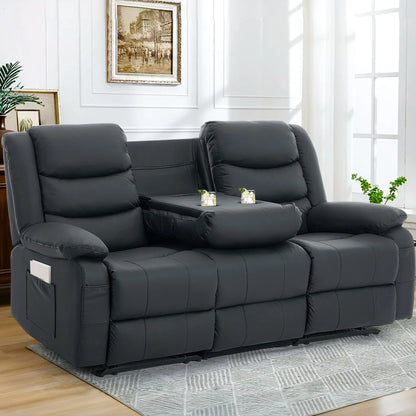 KORSER 3-Seater Reclining Couch – Cup Holders, USB