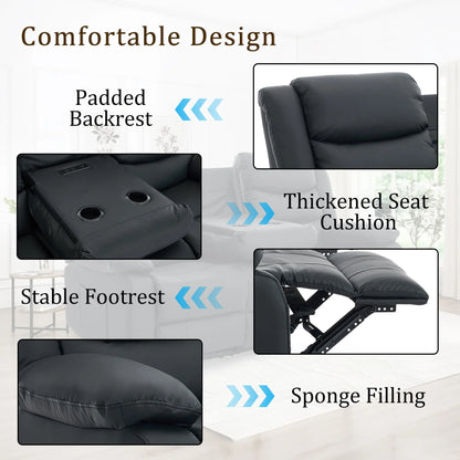 KORSER 3-Seater Reclining Couch – Cup Holders, USB