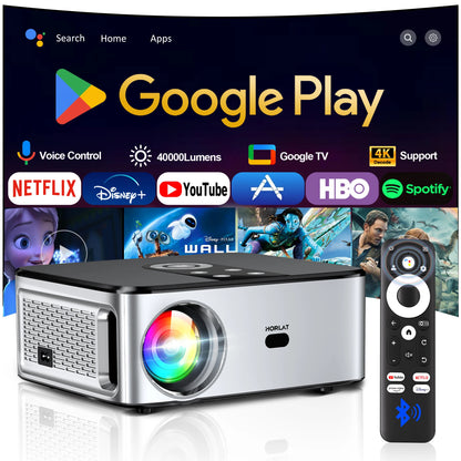HORLAT Google TV Projector – 2000 ANSI, Auto Focus