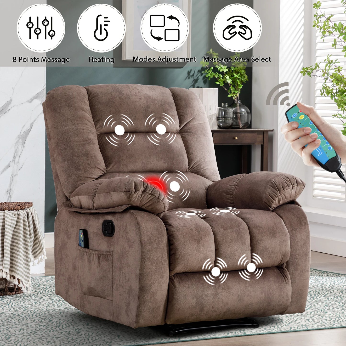 EBELLO Manual Massage Sofa – Heating, Fabric