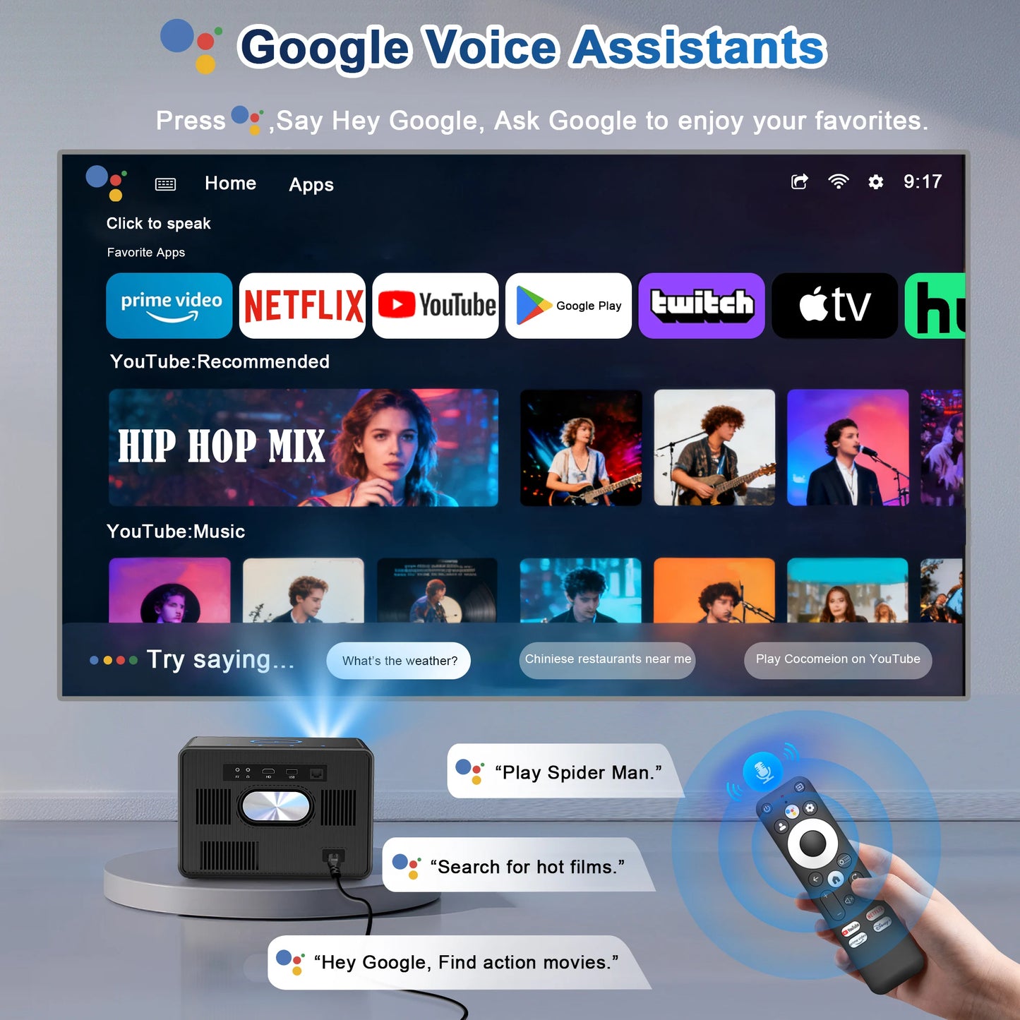 HORLAT Sealed Google TV – 3500 ANSI, 4K UHD