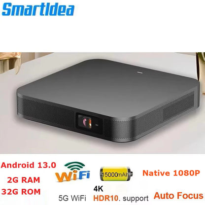 Smartldea 4K DLP Projector – Android 13, 15000mAh