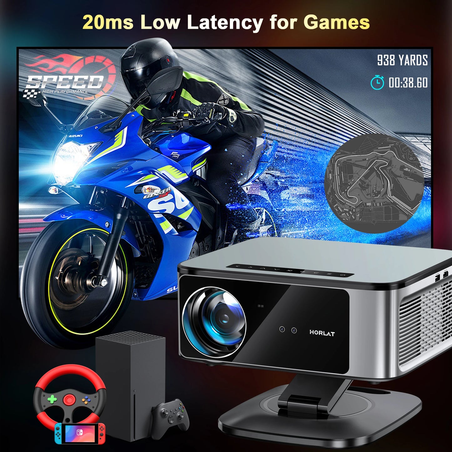 HORLAT 4K UHD Laser Projector – 3000 ANSI, Daylight