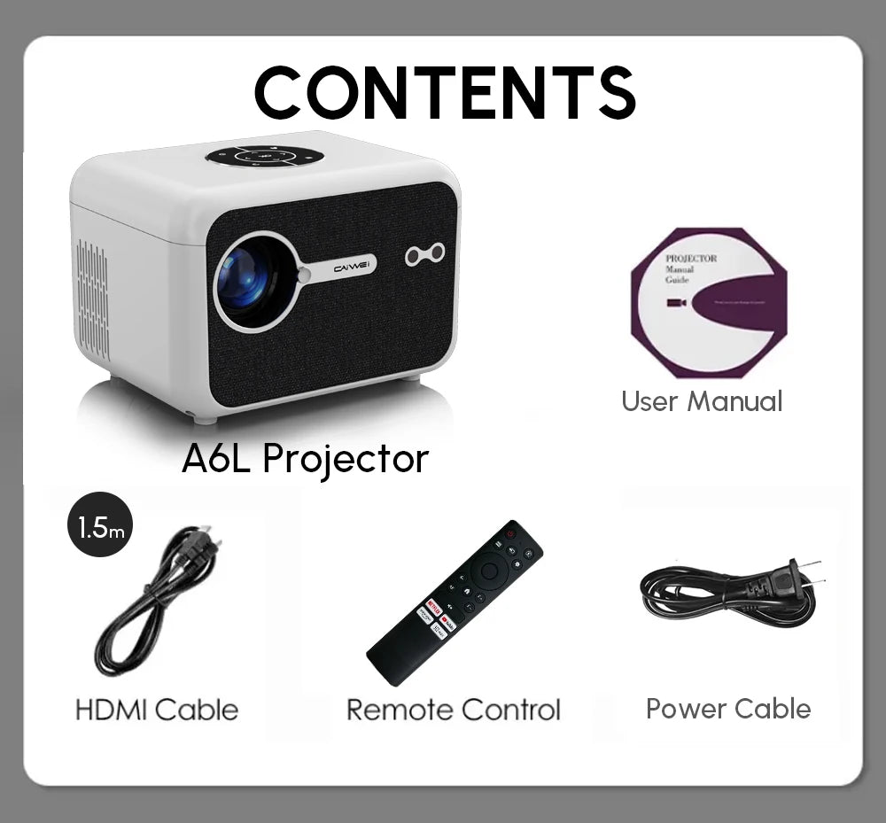 CAIWEI A6L – 2500 ANSI, 4K, Dolby, MEMC