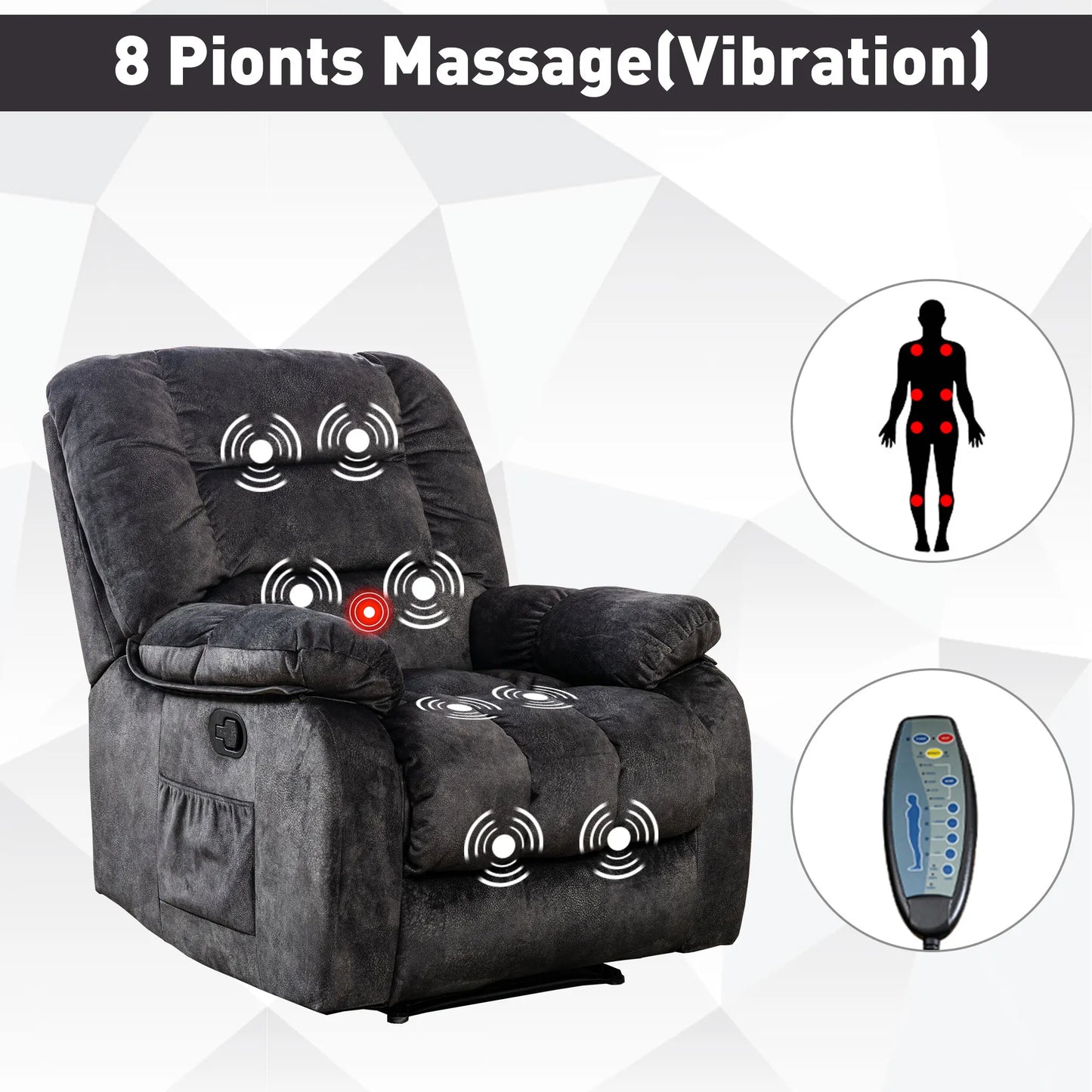 EBELLO Manual Massage Sofa – Heating, Fabric