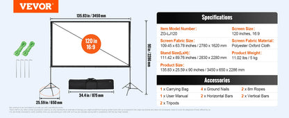 SucceBuy Screen with Stand – 100/120/150 inch, 4K HD