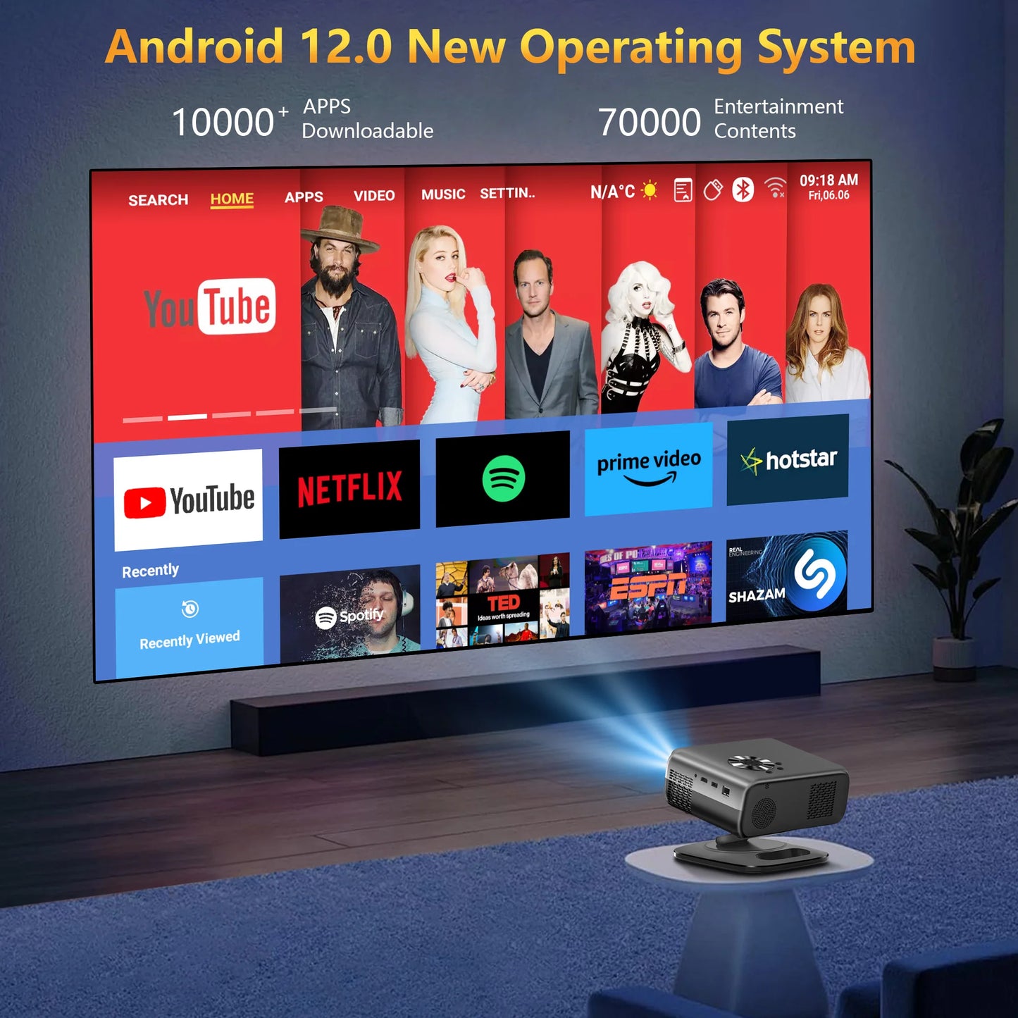 HORLAT M4 – Portable 4K Mini Projector, 64GB