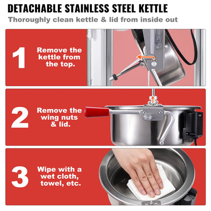 SucceBuy Popcorn Maker – 850W, 8oz Kettle, 48 Cups
