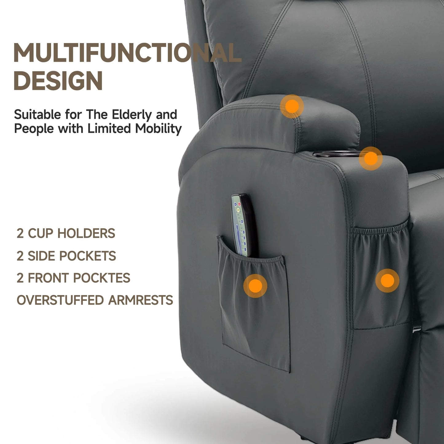 KORSER Recliner – Massage, Heat, 360° Swivel