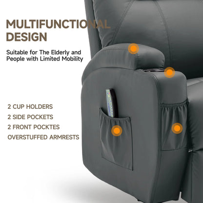KORSER Recliner – Massage, Heat, 360° Swivel