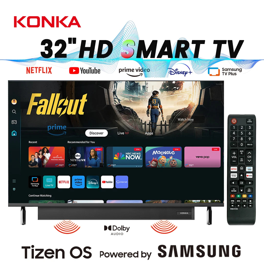 KONKA 32" Smart TV – Tizen OS, 30W Soundbar, HDR10
