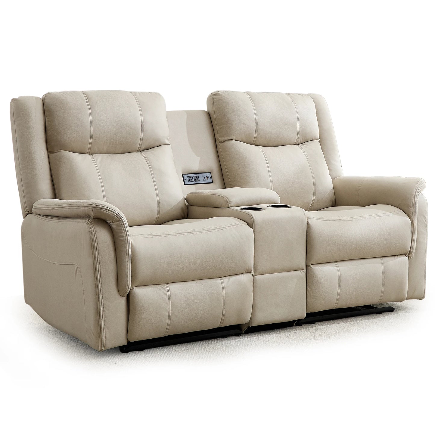 KORSER 2-Seater Loveseat Recliner – USB, Cup Holders