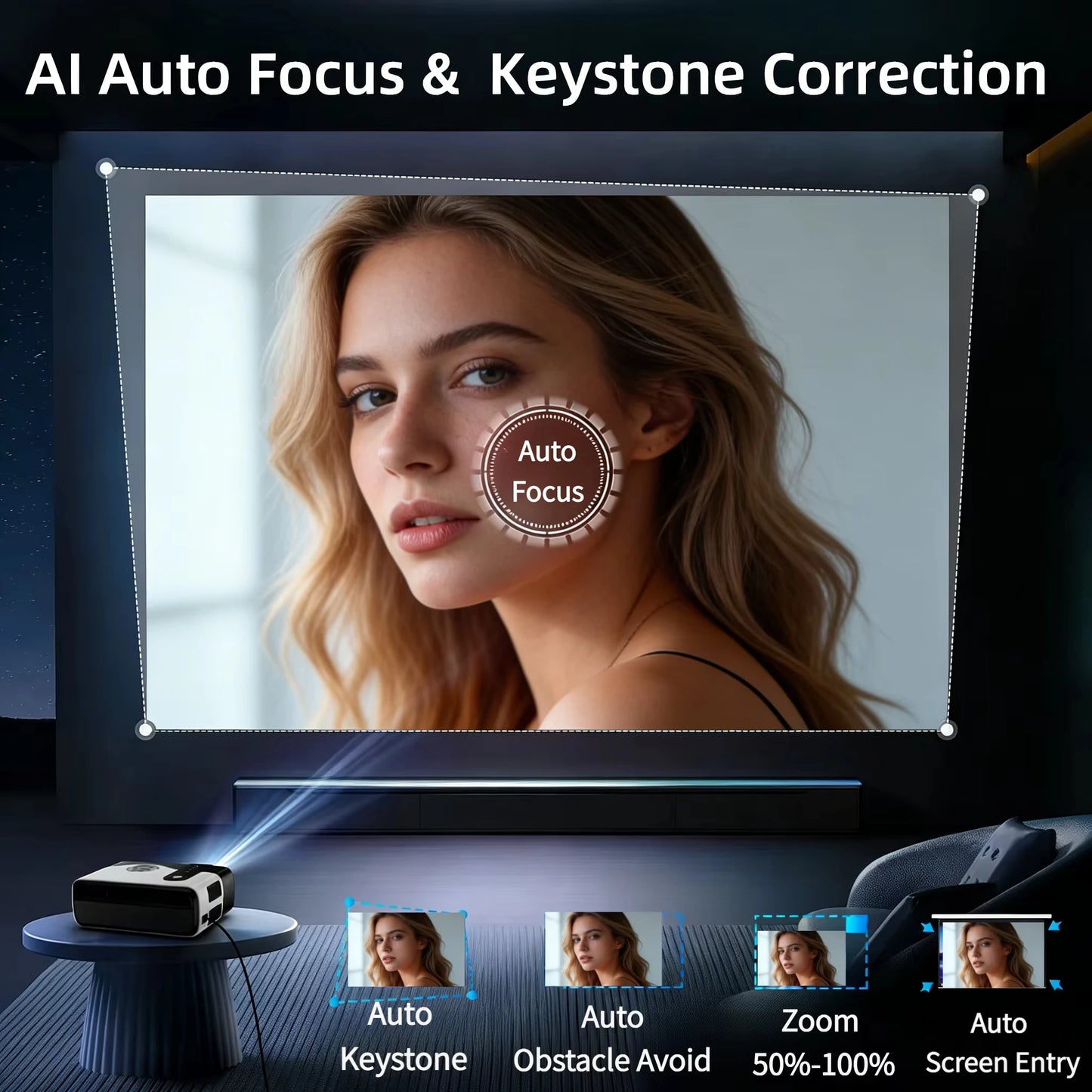 4K UHD Smart Projector – 2800 ANSI, Netflix, HDR10+