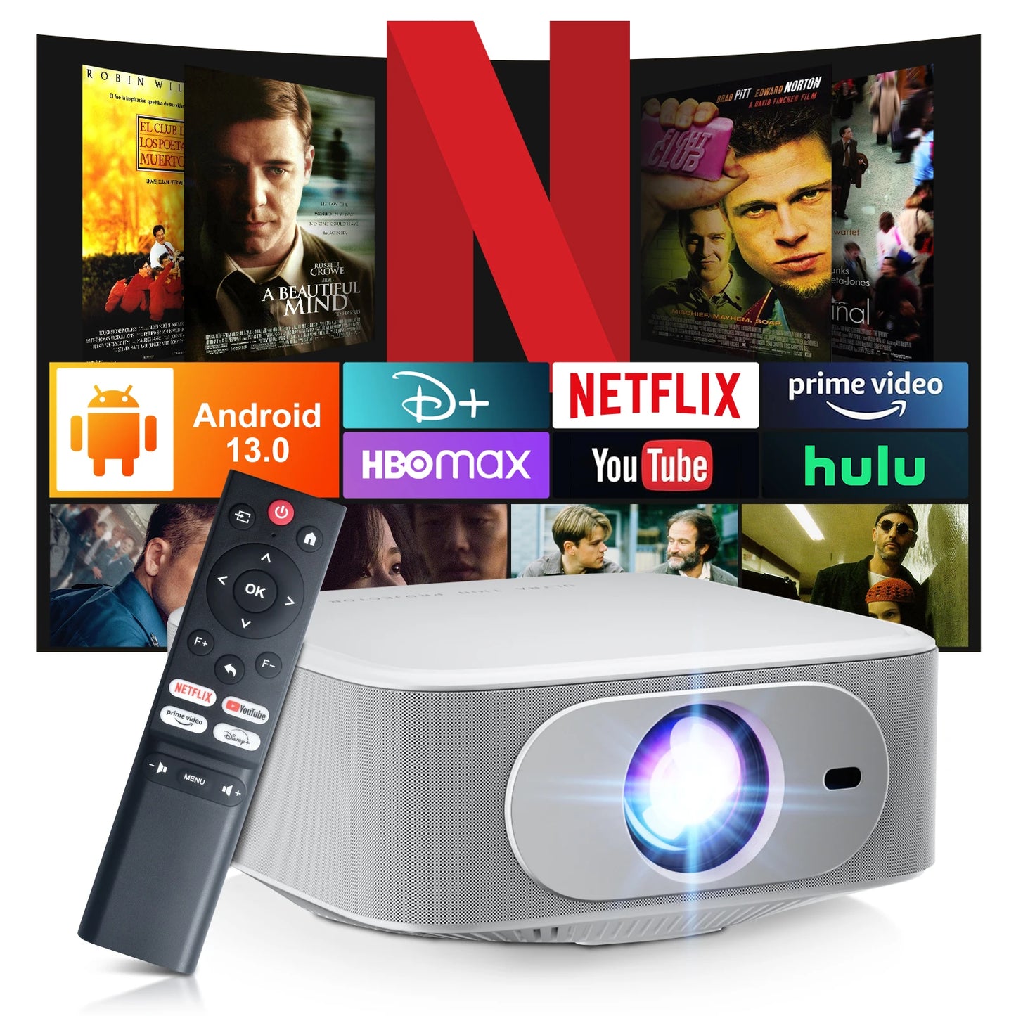 Salange 1080P Projector – Android 13, 4K, Auto Keystone