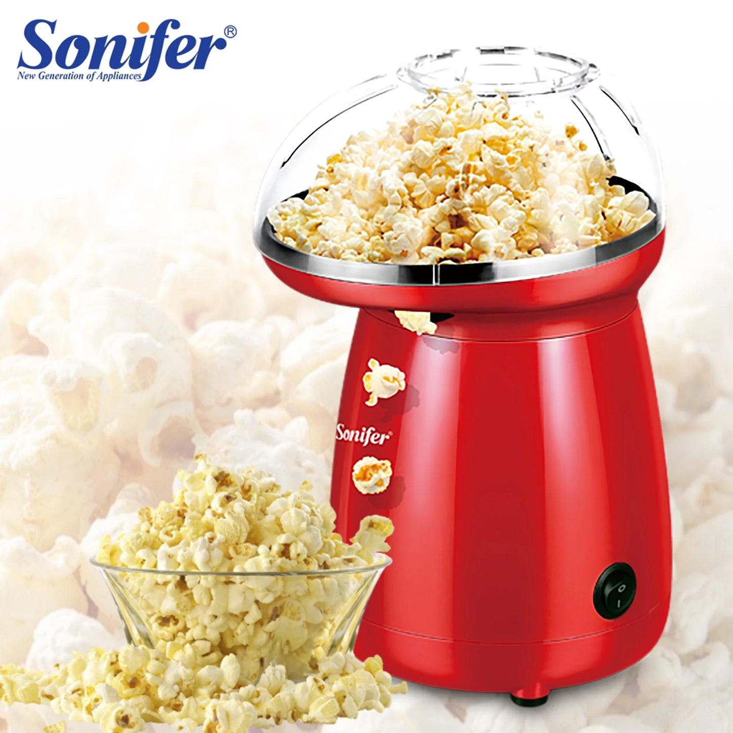 SONIFER Hot Air Popcorn – Oil Free, 2-4 Minutes
