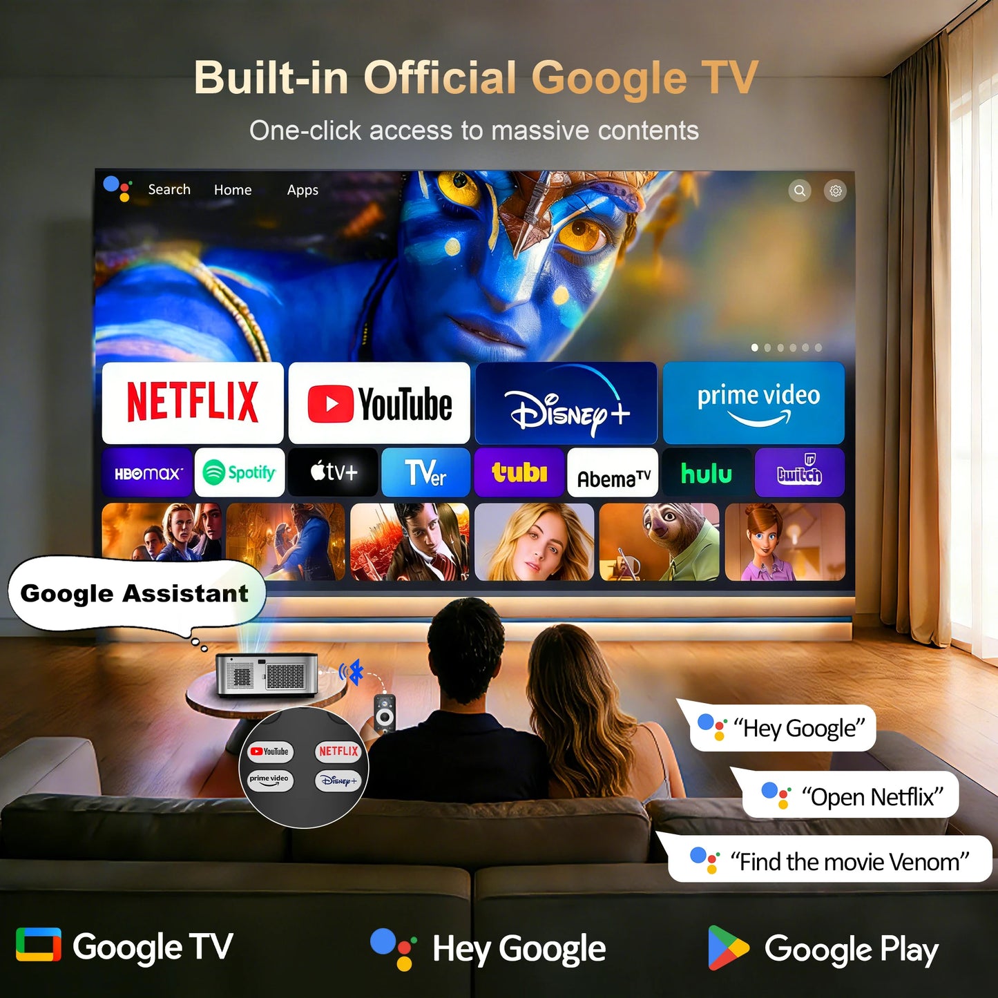 HORLAT T09MAX – Google TV 4K Projector, 2200 ANSI