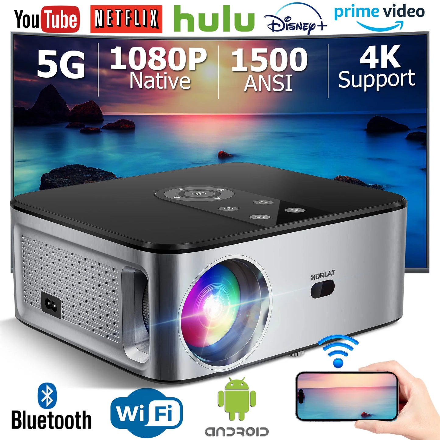 HORLAT T03N – 1500 ANSI, 4K LED, Auto Focus