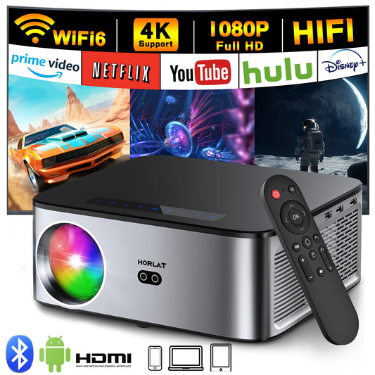HORLAT 4K Android Projector – 8K Decode, Portable