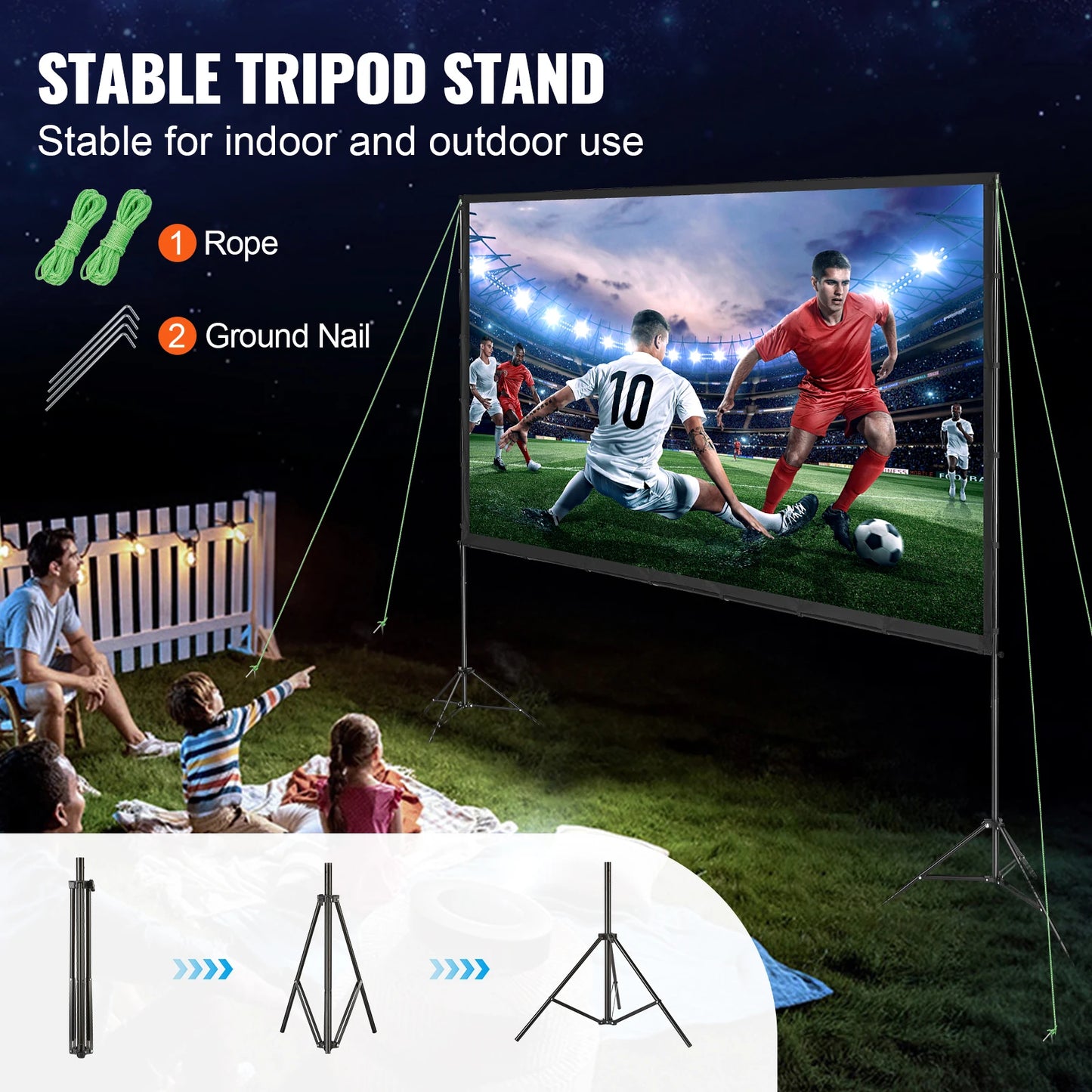 SucceBuy Screen with Stand – 100/120/150 inch, 4K HD