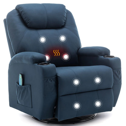 KORSER Recliner – Massage, Heat, 360° Swivel