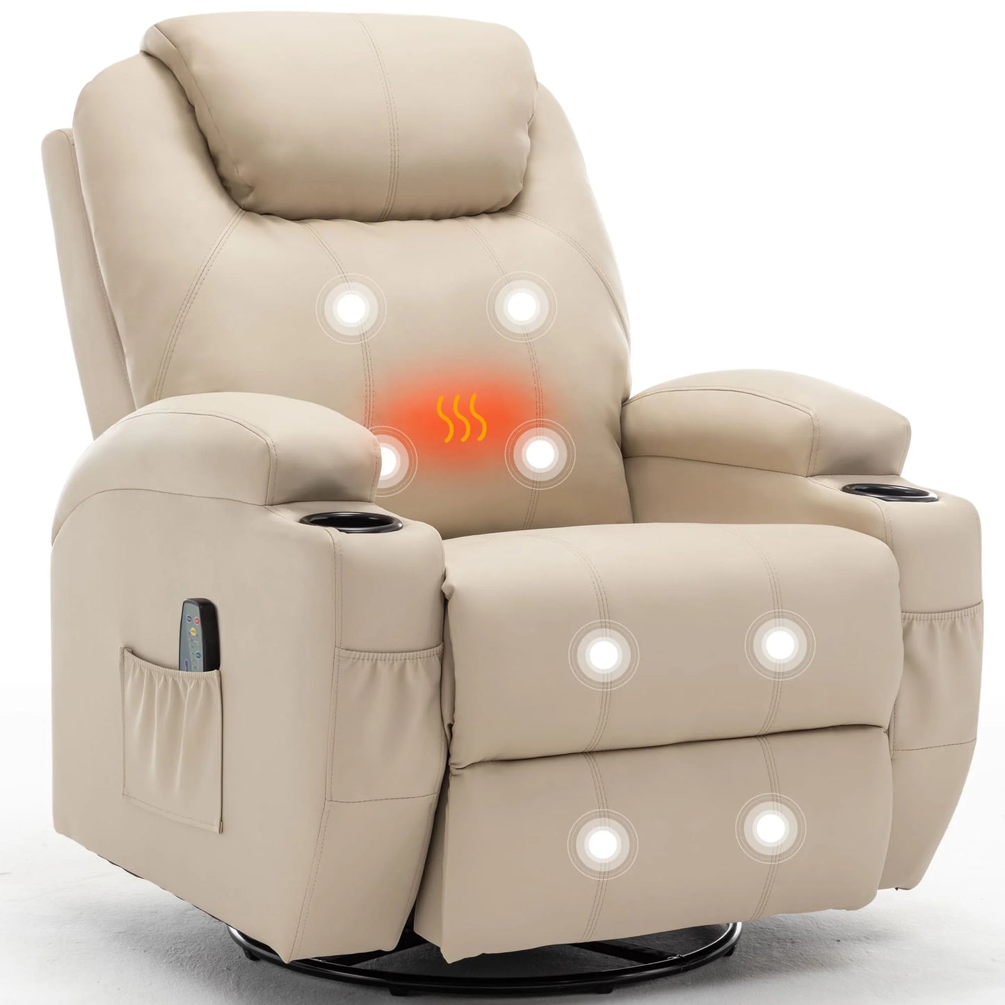 KORSER Recliner – Massage, Heat, 360° Swivel