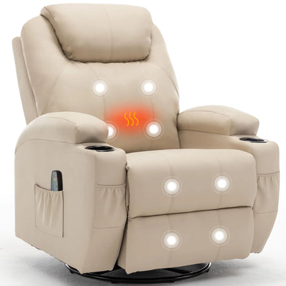 KORSER Recliner – Massage, Heat, 360° Swivel