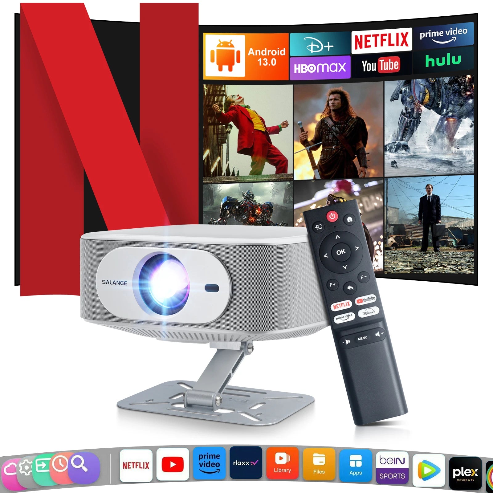 Salange 1080P Projector | Android 13 4K Auto Keystone – Projectors ...