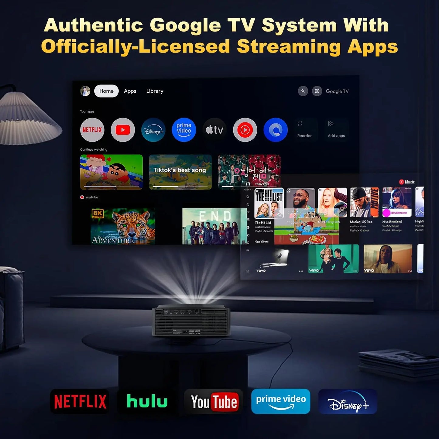 DESS 4K Projector – Auto Focus, Voice Control, 1500 ANSI