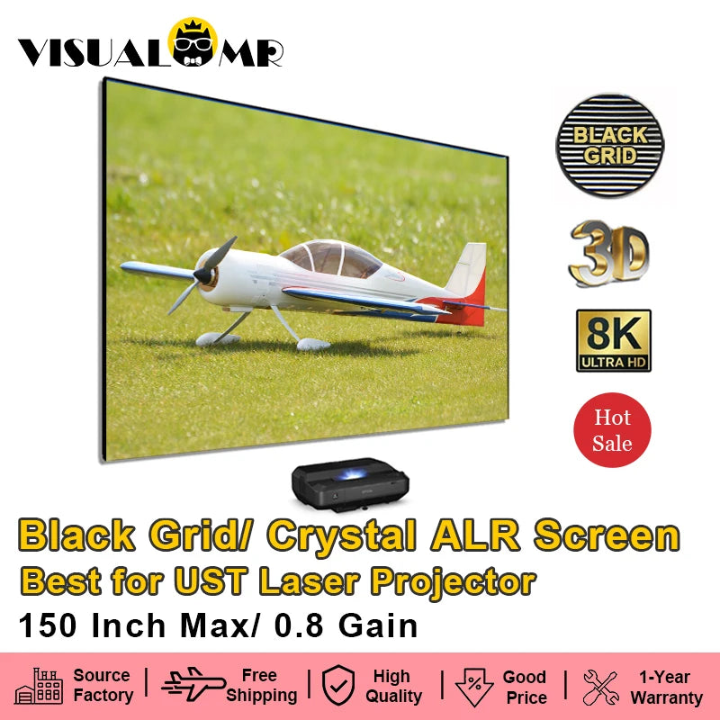 150" VisualMr ALR UST Screen – PET Crystal, 4K/8K