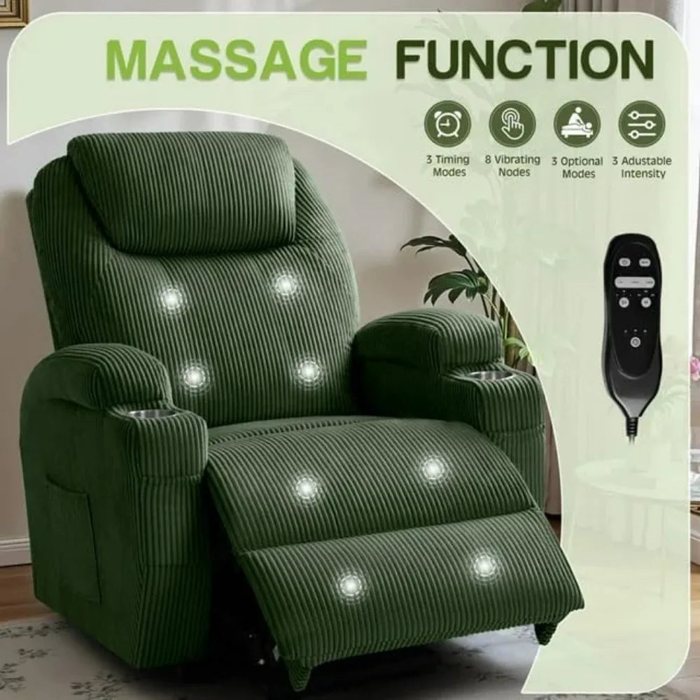 Electric Power Lift Recliner – Massage, Corduroy