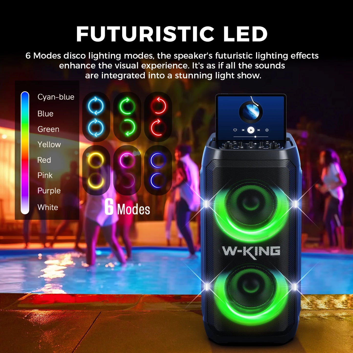 W-KING T12 – 370W MAX, Light Show, Party Box
