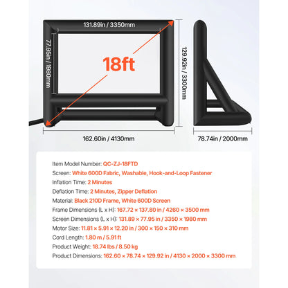 SucceBuy Inflatable Screen – 14 to 20 FT, 120W Blower