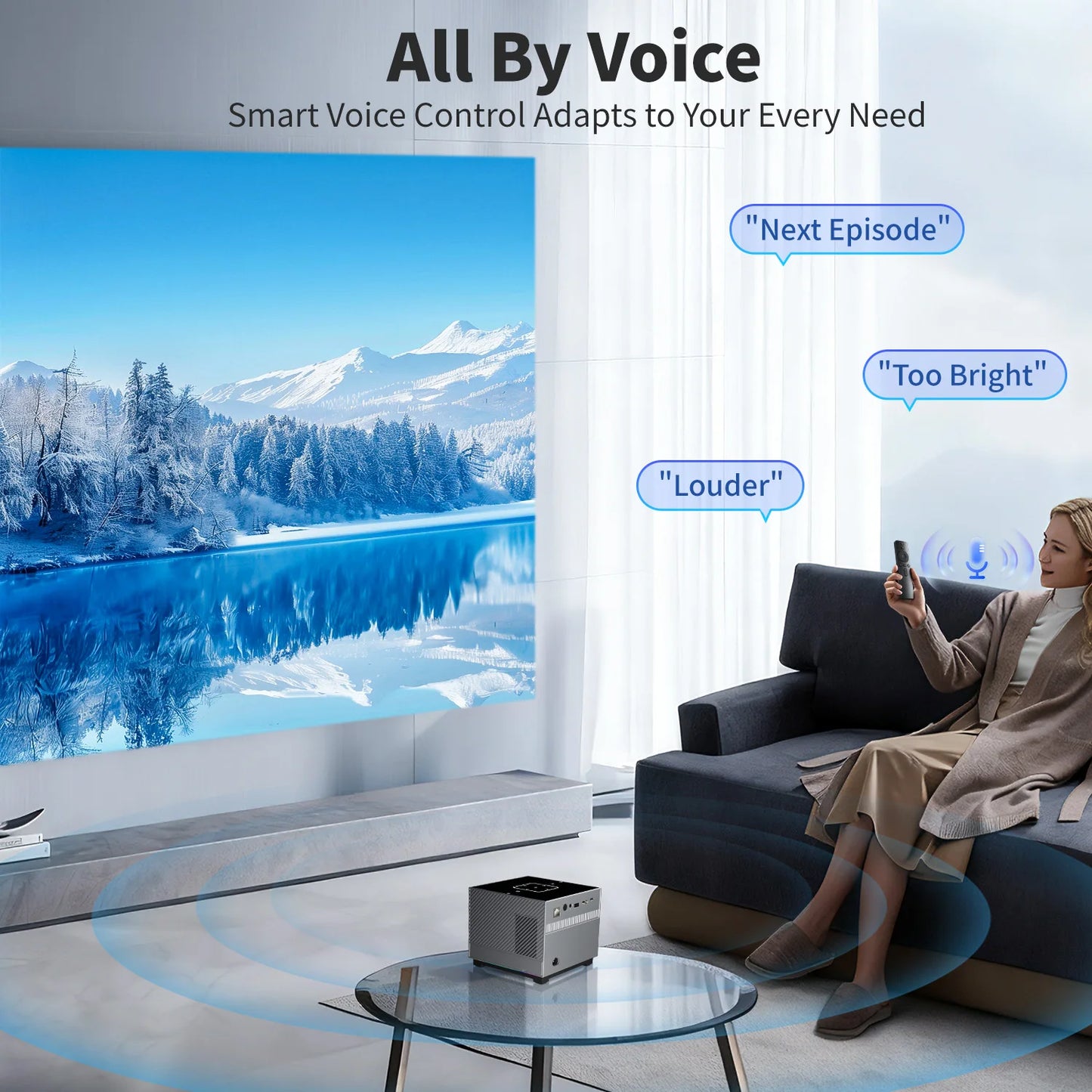 Portable LED Projector – WiFi, BT, Voice Remote