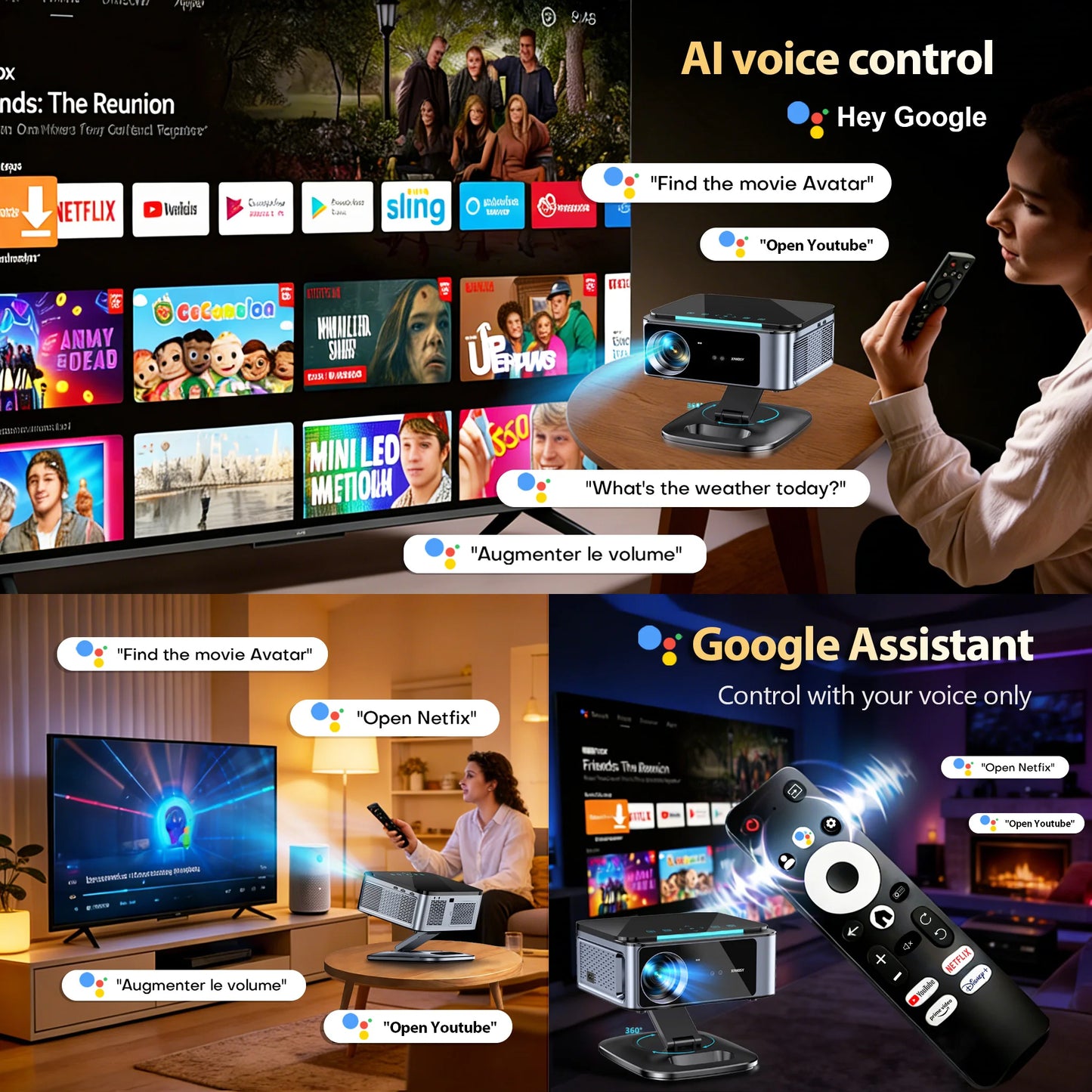 XIWBSY 4K Ultra HD – 3200 ANSI, Google TV, BT5.4