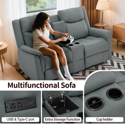 KORSER 2-Seater Loveseat Recliner – USB, Cup Holders