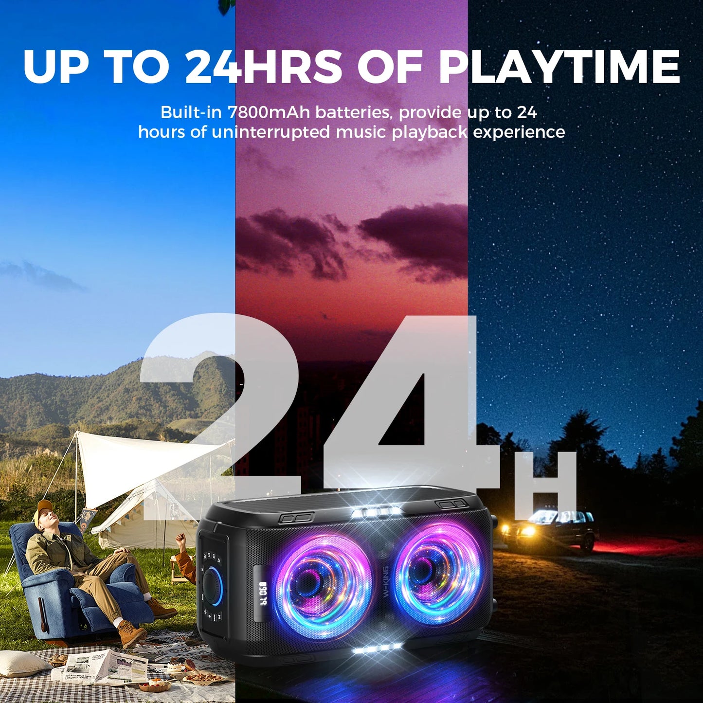 W-KING 250W – 120dB Party Speaker, Custom Bass