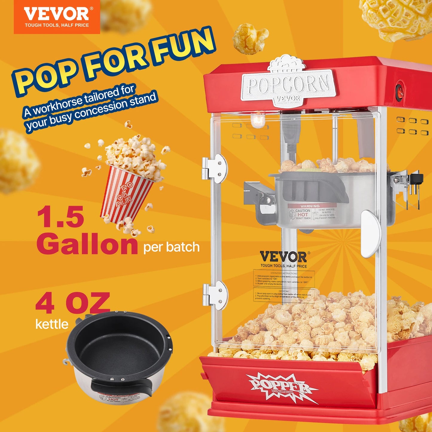 SucceBuy 4oz Popcorn – Compact Commercial, Red
