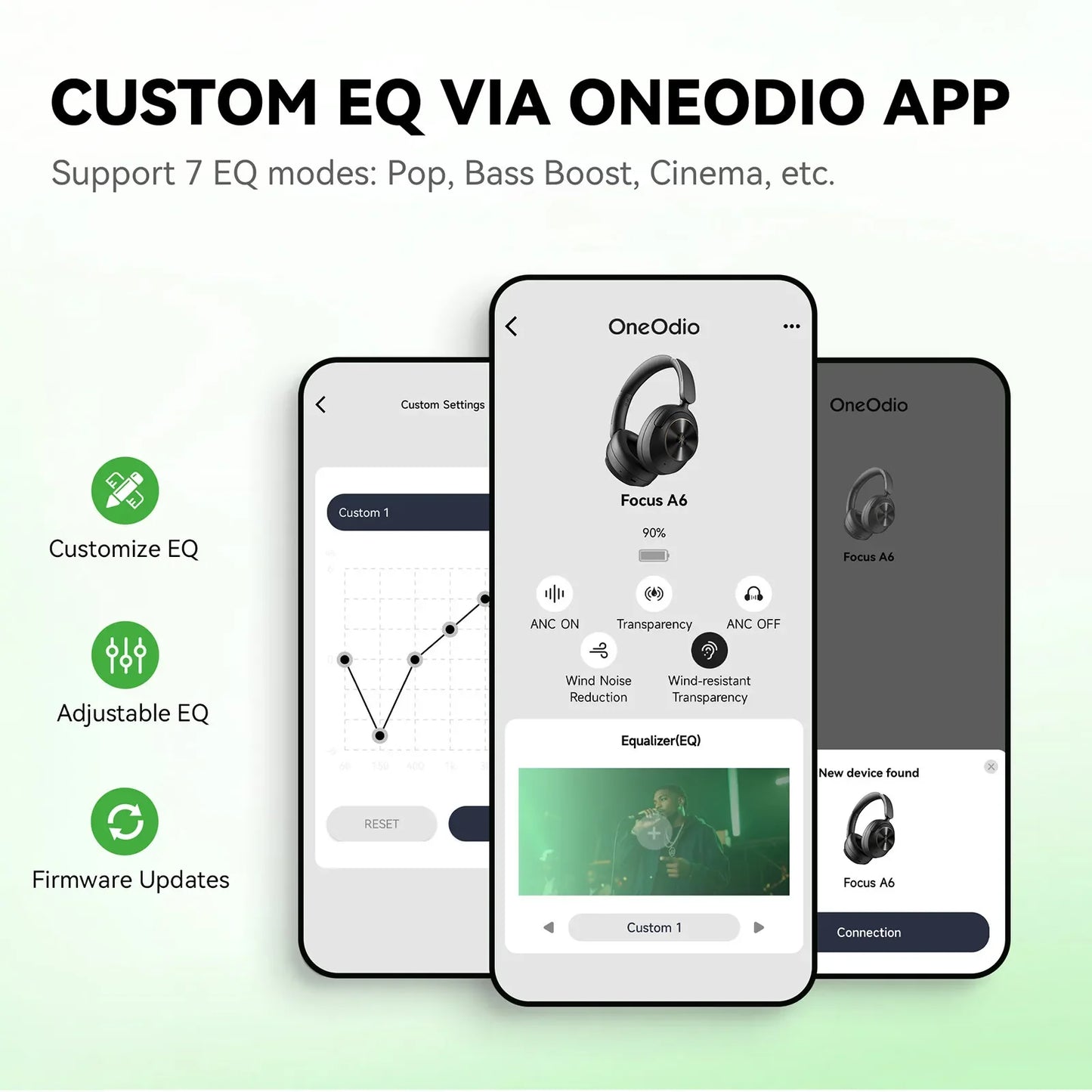 Oneodio A6 ANC – BT6.0, -48dB, 75h Battery