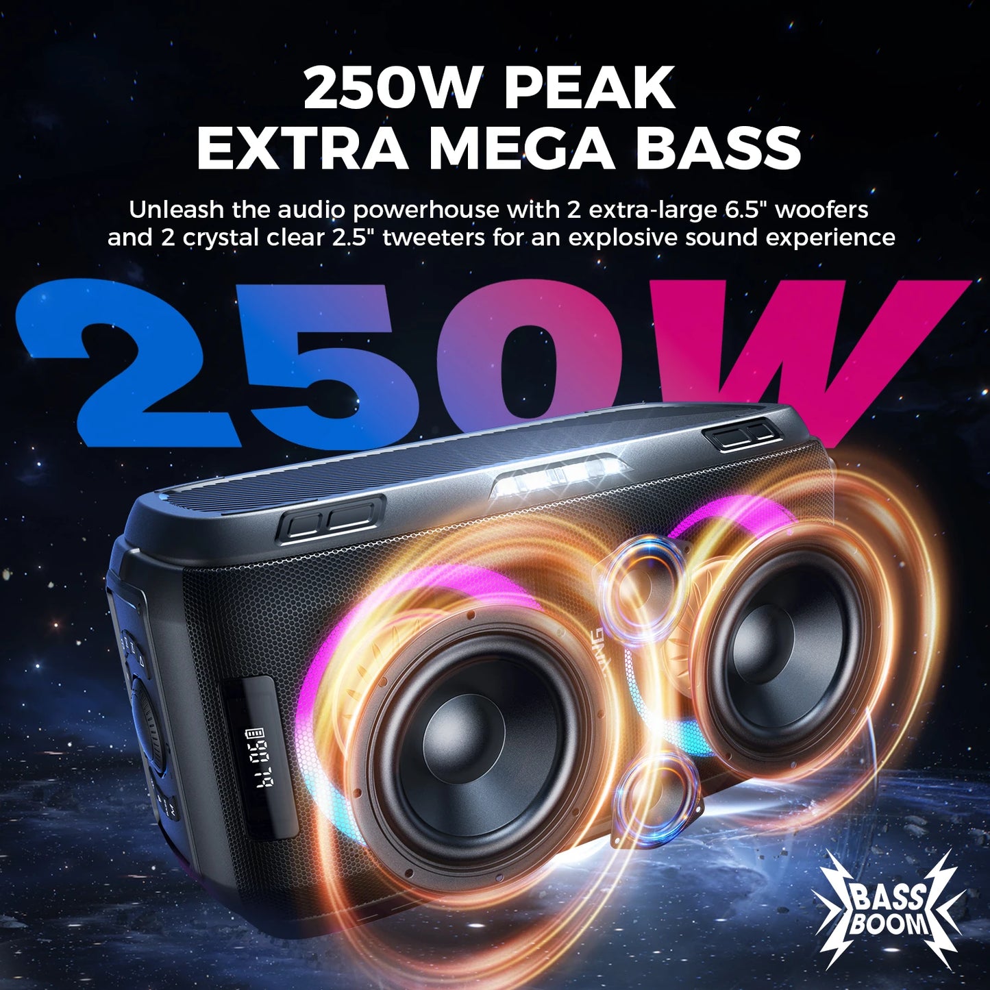 W-KING 250W – 120dB Party Speaker, Custom Bass